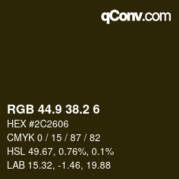 Color code: RGB 44.9 38.2 6 | qconv.com