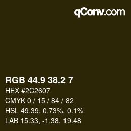Farbcode: RGB 44.9 38.2 7 | qconv.com
