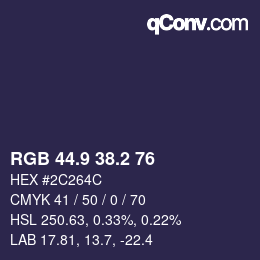 Color code: RGB 44.9 38.2 76 | qconv.com