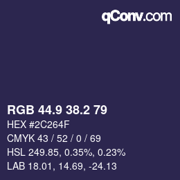 カラーコード: RGB 44.9 38.2 79 | qconv.com