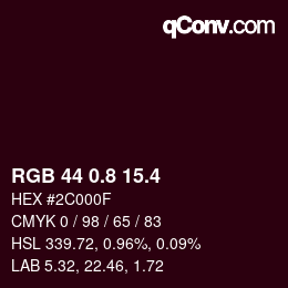 カラーコード: RGB 44 0.8 15.4 | qconv.com
