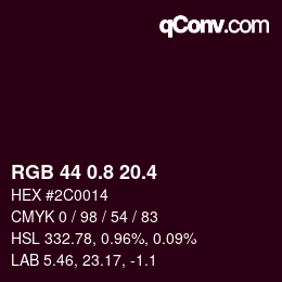 カラーコード: RGB 44 0.8 20.4 | qconv.com