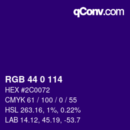 Color code: RGB 44 0 114 | qconv.com