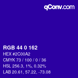 Code couleur: RGB 44 0 162 | qconv.com