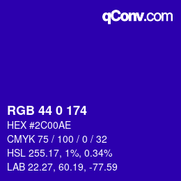 Color code: RGB 44 0 174 | qconv.com