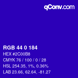 Color code: RGB 44 0 184 | qconv.com
