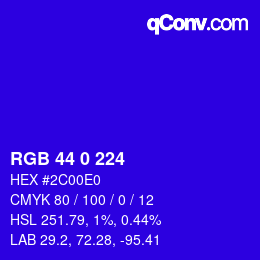 Color code: RGB 44 0 224 | qconv.com