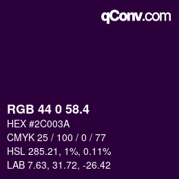 カラーコード: RGB 44 0 58.4 | qconv.com