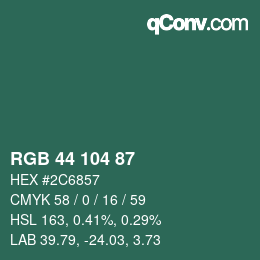 Color code: RGB 44 104 87 | qconv.com