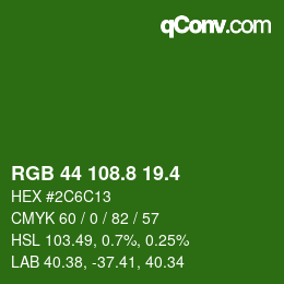 カラーコード: RGB 44 108.8 19.4 | qconv.com
