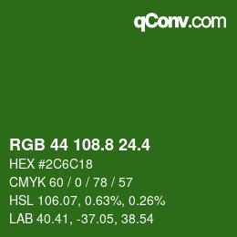 カラーコード: RGB 44 108.8 24.4 | qconv.com