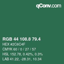 カラーコード: RGB 44 108.8 79.4 | qconv.com