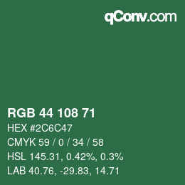 カラーコード: RGB 44 108 71 | qconv.com