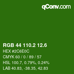 カラーコード: RGB 44 110.2 12.6 | qconv.com