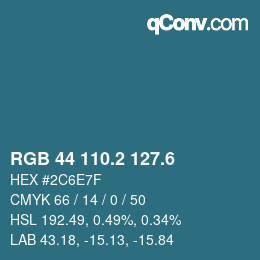 カラーコード: RGB 44 110.2 127.6 | qconv.com