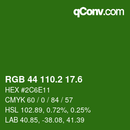 カラーコード: RGB 44 110.2 17.6 | qconv.com