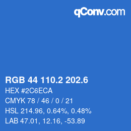 カラーコード: RGB 44 110.2 202.6 | qconv.com