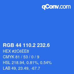 カラーコード: RGB 44 110.2 232.6 | qconv.com