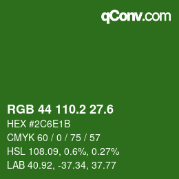 カラーコード: RGB 44 110.2 27.6 | qconv.com