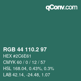 カラーコード: RGB 44 110.2 97 | qconv.com