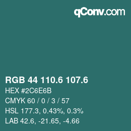 カラーコード: RGB 44 110.6 107.6 | qconv.com