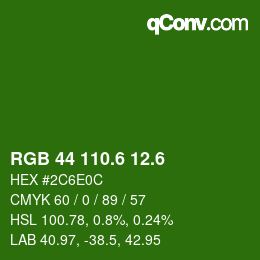 カラーコード: RGB 44 110.6 12.6 | qconv.com