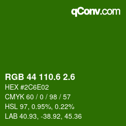 カラーコード: RGB 44 110.6 2.6 | qconv.com