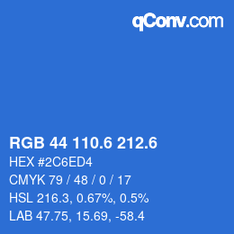 カラーコード: RGB 44 110.6 212.6 | qconv.com
