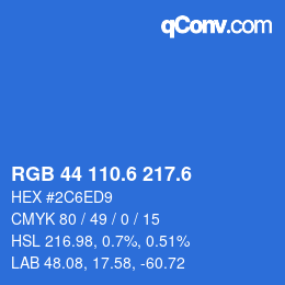 カラーコード: RGB 44 110.6 217.6 | qconv.com