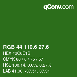 カラーコード: RGB 44 110.6 27.6 | qconv.com