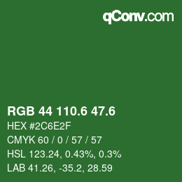 カラーコード: RGB 44 110.6 47.6 | qconv.com