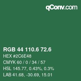 カラーコード: RGB 44 110.6 72.6 | qconv.com