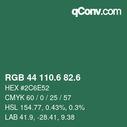 カラーコード: RGB 44 110.6 82.6 | qconv.com