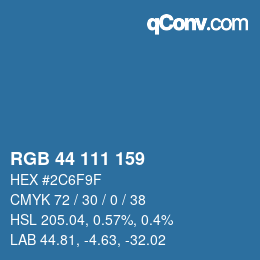 Color code: RGB 44 111 159 | qconv.com