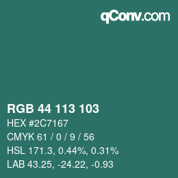 Color code: RGB 44 113 103 | qconv.com