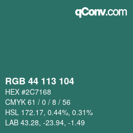 カラーコード: RGB 44 113 104 | qconv.com