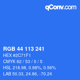 Color code: RGB 44 113 241 | qconv.com