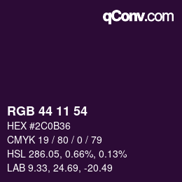 Color code: RGB 44 11 54 | qconv.com