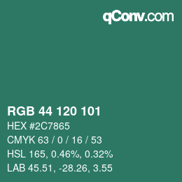 Color code: RGB 44 120 101 | qconv.com