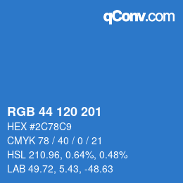 Color code: RGB 44 120 201 | qconv.com