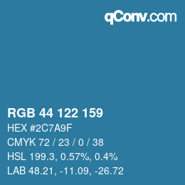 Color code: RGB 44 122 159 | qconv.com