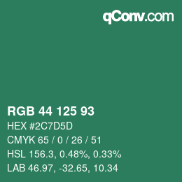 颜色代码: RGB 44 125 93 | qconv.com
