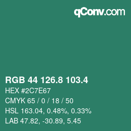 カラーコード: RGB 44 126.8 103.4 | qconv.com