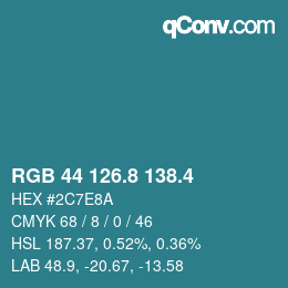 カラーコード: RGB 44 126.8 138.4 | qconv.com
