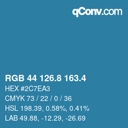 カラーコード: RGB 44 126.8 163.4 | qconv.com