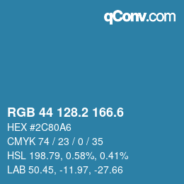 カラーコード: RGB 44 128.2 166.6 | qconv.com