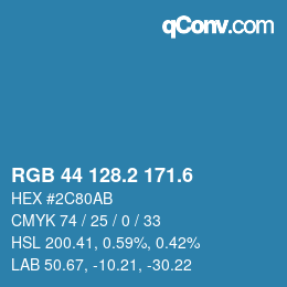 カラーコード: RGB 44 128.2 171.6 | qconv.com