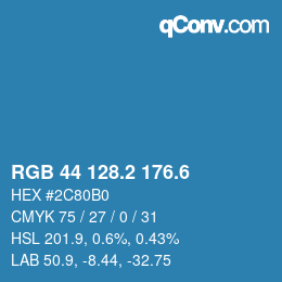 カラーコード: RGB 44 128.2 176.6 | qconv.com