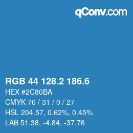 カラーコード: RGB 44 128.2 186.6 | qconv.com