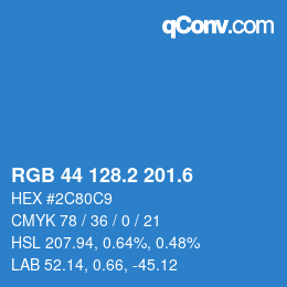 カラーコード: RGB 44 128.2 201.6 | qconv.com